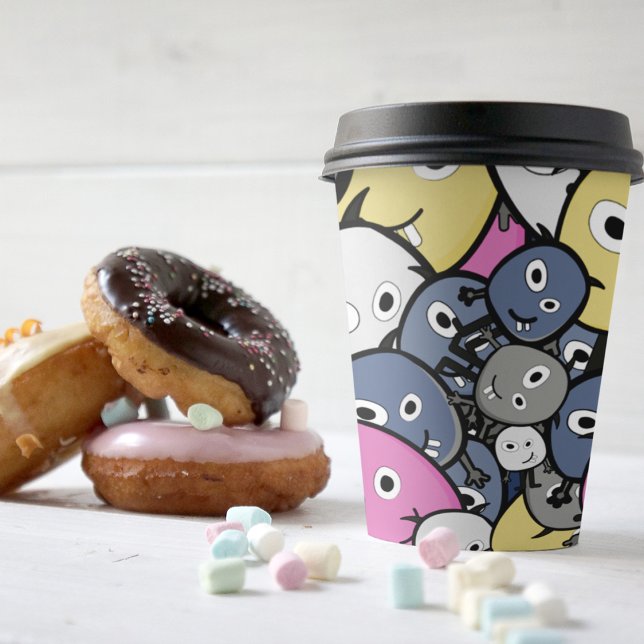 Vasos De Papel Monstruo de Dibujos Animados Oscuros (Dark doodle monster kids,adult party stationery, birthday party use and throw paper cups)