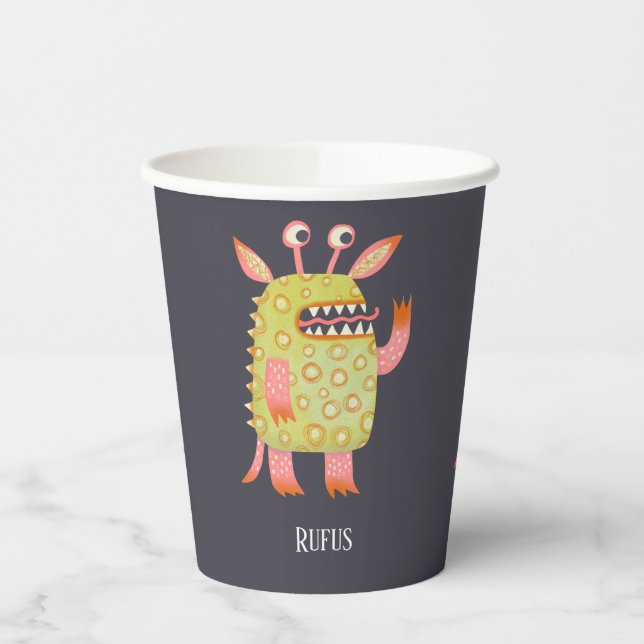 Vasos De Papel Monstruos Cutos Personalizados (Izquierda)