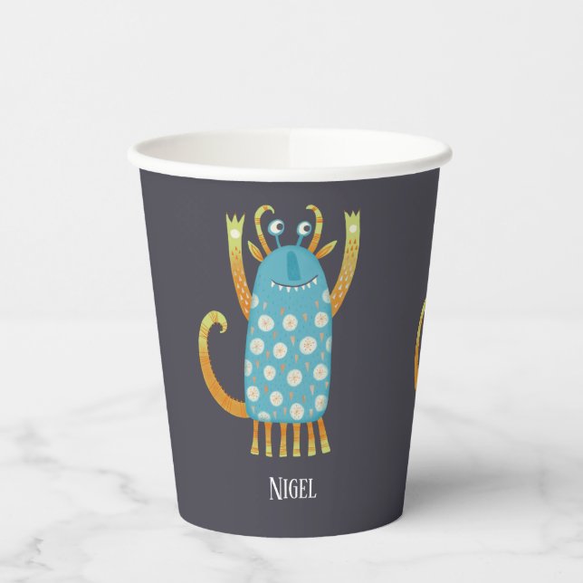 Vasos De Papel Monstruos Cutos Personalizados (Izquierda)
