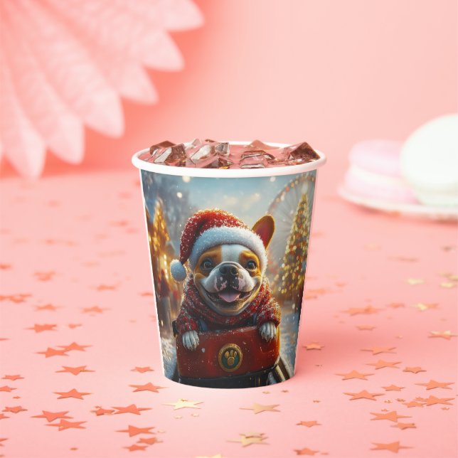 Vasos De Papel Montaña Rusa de Perro Bull Terrier Navidad (in situ)