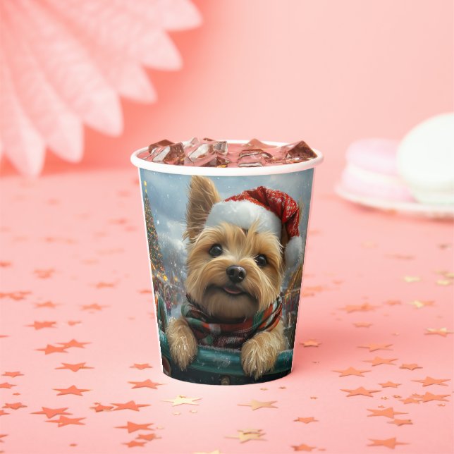 Vasos De Papel Montaña Rusa Perro Terrier Cairn Navidad (in situ)