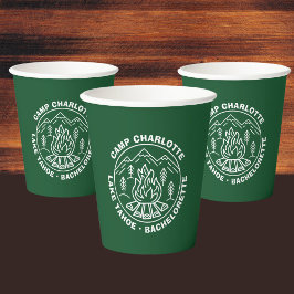 Vasos De Papel Montañas Campfire Campamento Personalizado Verde B