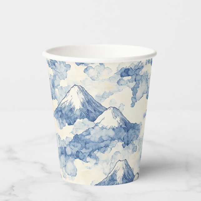 Vasos De Papel Montañas nevadas azules equilibradas (Anverso)