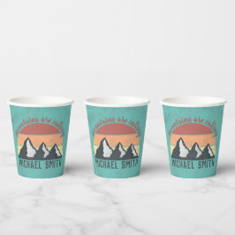 Vasos De Papel Montañas pastel vintage están llamando monograma