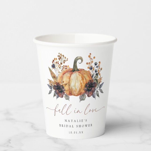 Vasos De Papel Moody Fall Floral Bridal Shower (Izquierda)