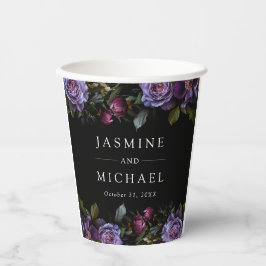 Vasos De Papel Moody Gothic Purple Floral Boda