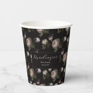 Vasos De Papel Moody Peony Flowers Baby Shower 