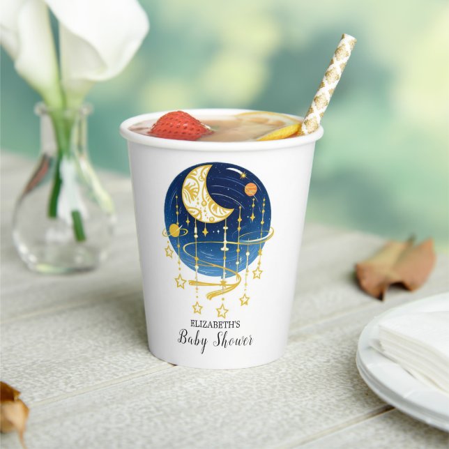 Vasos De Papel Moon Calling Stars Baby Shower (in situ)