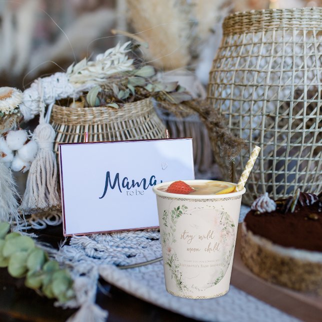 Vasos De Papel Moon Child | Boho Hippie Baby Shower (Subido por el creador)