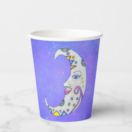 Vasos De Papel Moon Crescent místico Con Marcadores De Face Abstr
