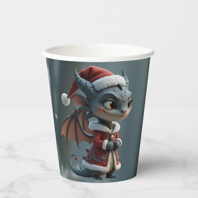 Vasos De Papel Moonlit Cookie Bandit – The Grey Christmas Dragon. (Anverso)