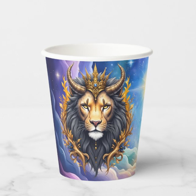 Vasos De Papel Moonlit Guardians – Cosmic lion. (Anverso)
