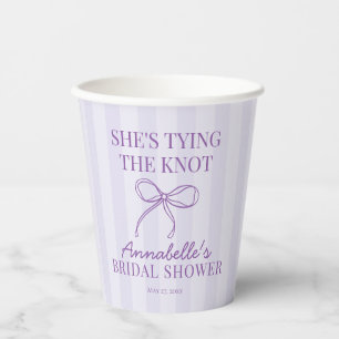 Vasos De Papel Morado Coquette Bow Pastel Knot Bridal Shower
