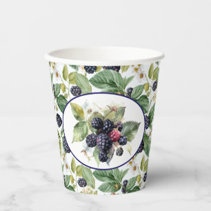 Vasos De Papel Moras Cute Acuarela