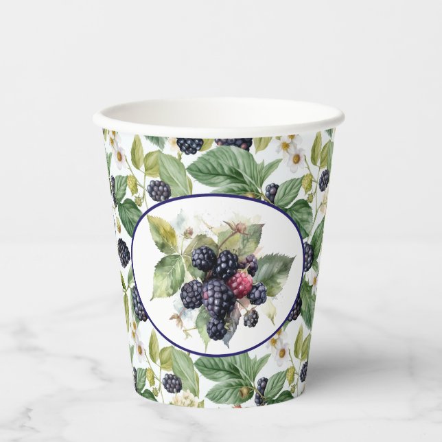 Vasos De Papel Moras Cute Acuarela (Anverso)