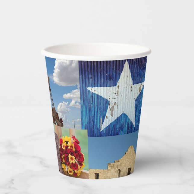 Vasos De Papel Mosaico de Fotos de Texas (Anverso)