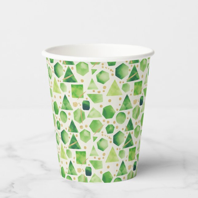 Vasos De Papel Mosaico de Prisma Esmeralda (Anverso)