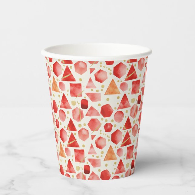 Vasos De Papel Mosaico de Prisma Rubí (Anverso)
