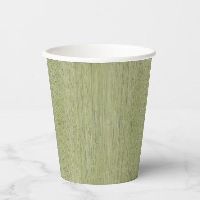Vasos De Papel Moss Green Bamboo Wood Grain Look (Anverso)