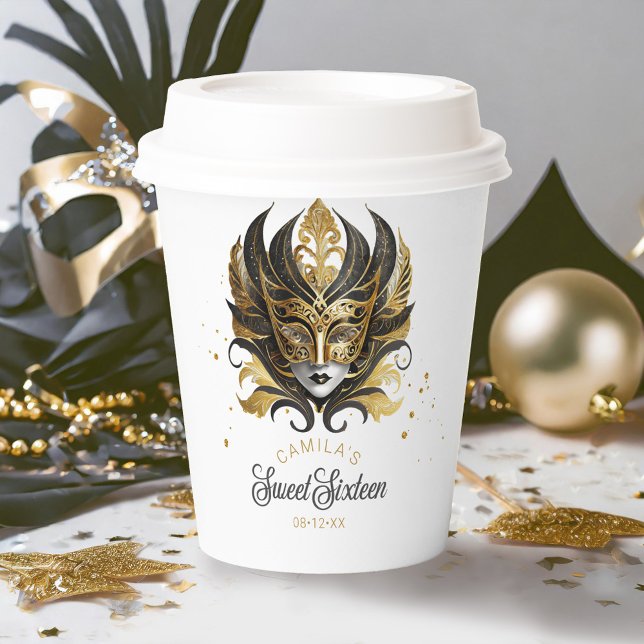 Vasos De Papel Motif de mascarada dulce 16 Black Gold ID1032 (Subido por el creador)