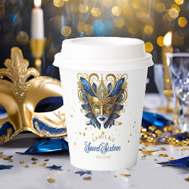 Vasos De Papel Motif de mascarada dulce 16 Blue Gold ID1032