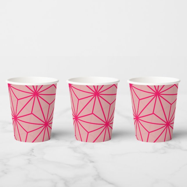 Vasos De Papel Motif japonés: Cuadros de papel rosado (Multi)