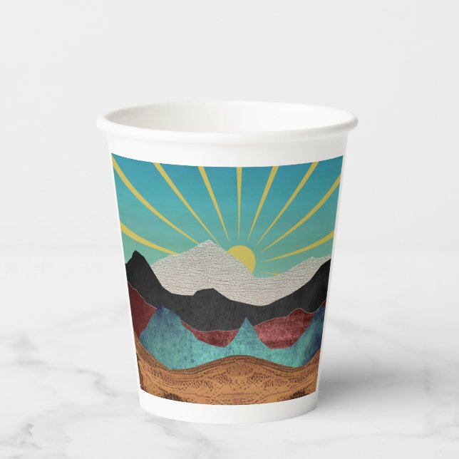 Vasos De Papel Mountain Fantasy Sunrise (Anverso)