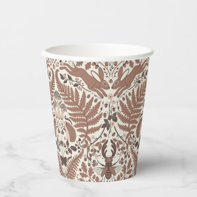 Vasos De Papel Mousse de Mocha, animales y plantas de bosque (Anverso)
