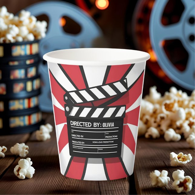 Vasos De Papel Movie Night  | Clapperboard & Red Stripes (Subido por el creador)