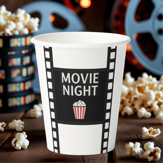 Vasos De Papel Movie Night Paper Cups | Film Strip & Popcorn  (Subido por el creador)