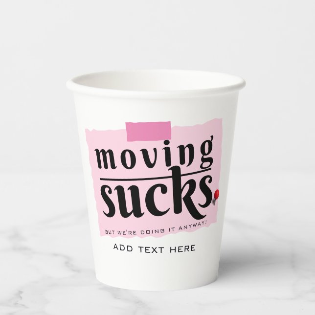 Vasos De Papel ¡Mudándose Sucks! Moderno Gracioso Adiós, Adiós, r (Anverso)