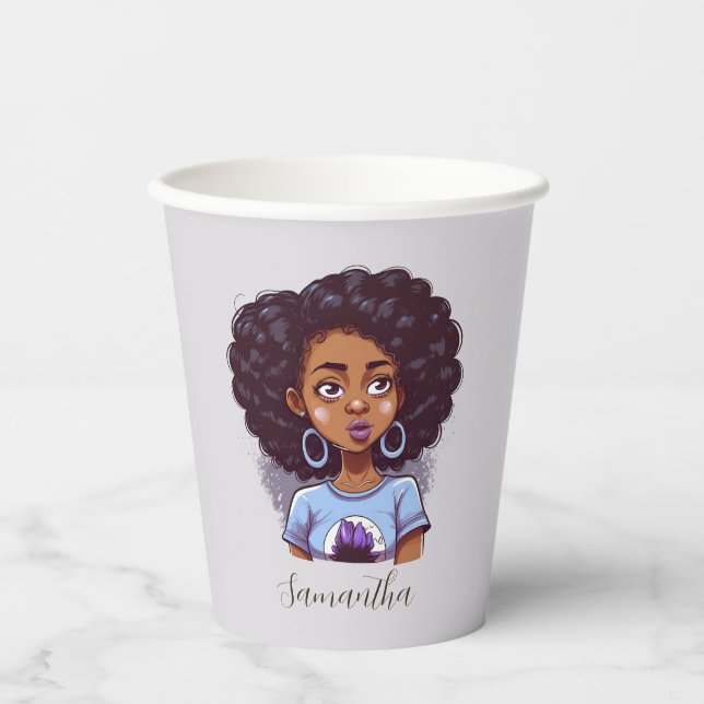 Vasos De Papel Mujer africana elegante (Anverso)