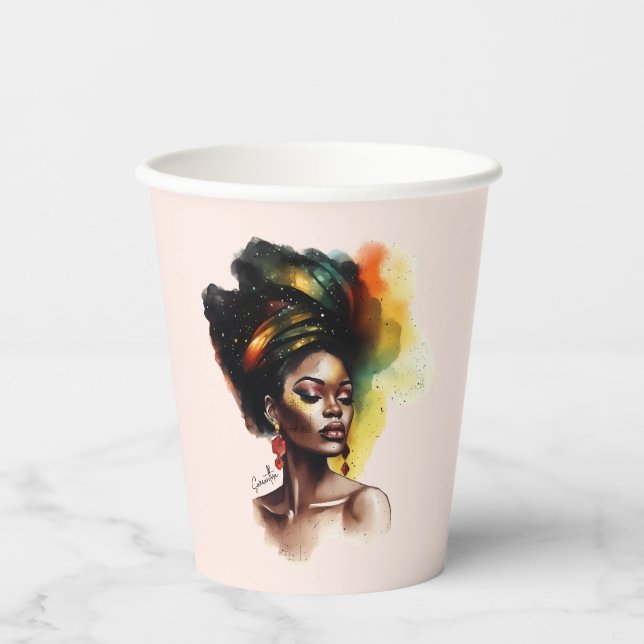 Vasos De Papel Mujer afroamericana empoderada (2) (Anverso)