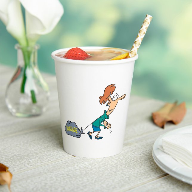 Vasos De Papel Mujer divertida con equipaje emocional (Subido por el creador)