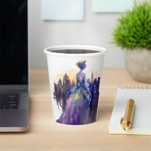 Vasos De Papel Mujer hermosa Resumen de las imprentas de la ciu
