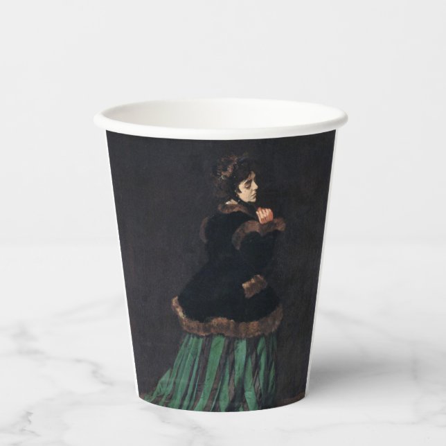 Vasos De Papel Mujer Monet con vestido verde (Anverso)