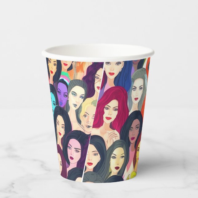 Vasos De Papel Mujeres hermosas (Anverso)