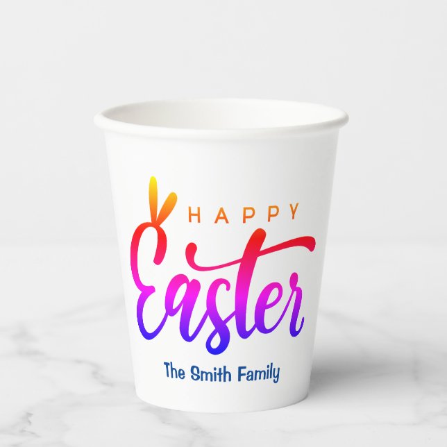 Vasos De Papel Multicolor Happy Easter Paper Cups (Anverso)
