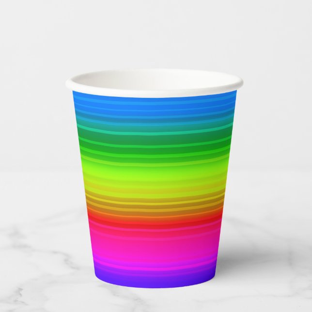 Vasos De Papel Multicolorizado, arco iris (Anverso)