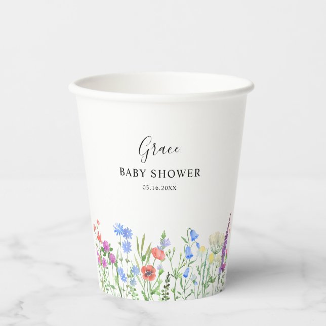 Vasos De Papel Multihued Wildflower Baby Shower Celebration (Anverso)