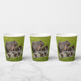 Vasos De Papel Mummy Y Baby Capybaras,