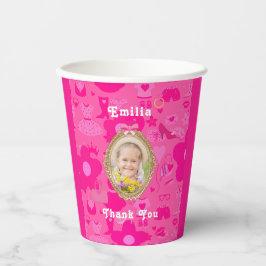 Vasos De Papel Muñeca Girly rosa Retro Vamos Fiesta Cumpleaños