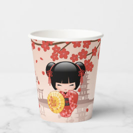 Vasos De Papel Muñeca roja Sakura Kokeshi - Geisha japonesa