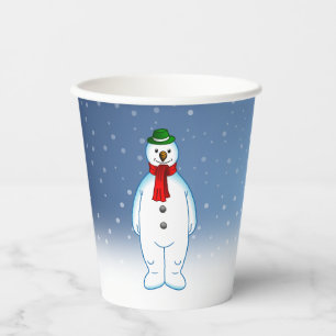 Vasos De Papel Muñeco de Nieve Alegre