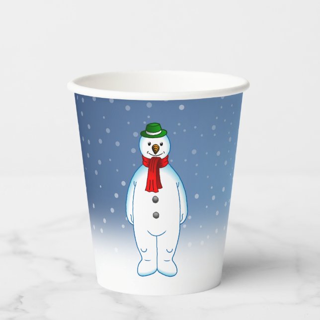Vasos De Papel Muñeco de Nieve Alegre (Anverso)
