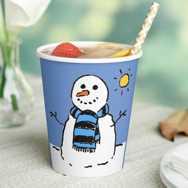 Vasos De Papel Muñeco de nieve en sol brillante (Subido por el creador)