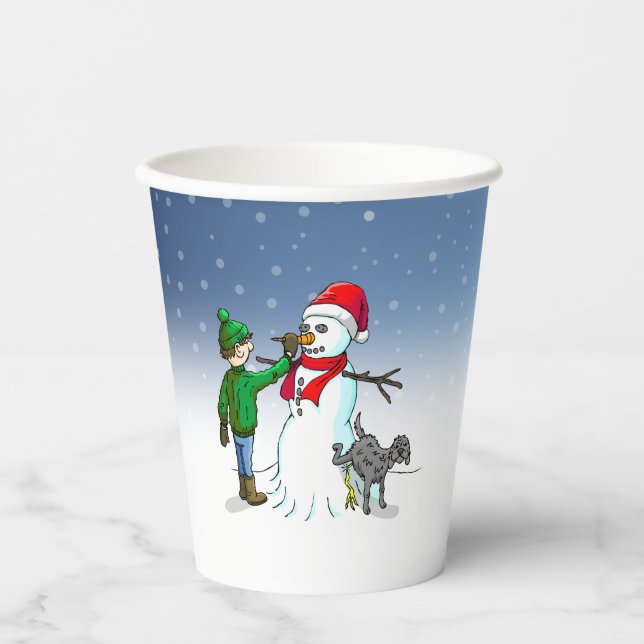 Vasos De Papel Muñeco de nieve para Navidad (Anverso)