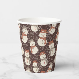 Vasos De Papel Muñecos de nieve suaves - Patrón de Navidad en roj