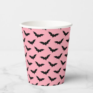 Vasos De Papel Murciélagos rosados y negros   Halloween