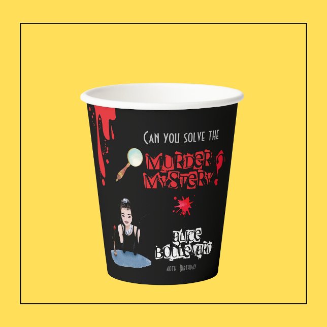 Vasos De Papel Murder Mystery Birthday Party Black Elegant (Subido por el creador)